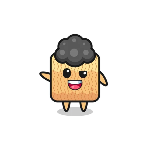 Raw Instant Noodle Character Afro Boy Cute Design — Vetor de Stock