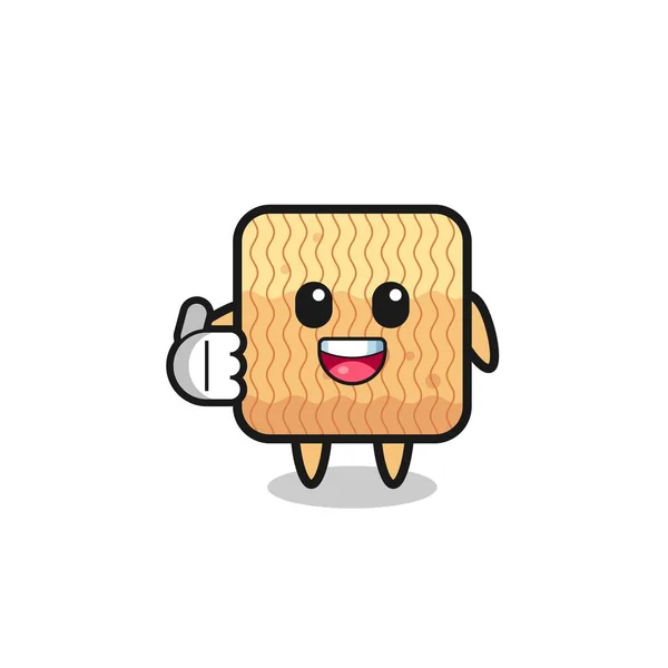 Raw Instant Noodle Mascot Doing Thumbs Gesture Cute Design — Archivo Imágenes Vectoriales