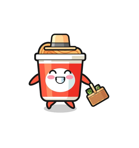 Instant Noodle Herbalist Character Searching Herbal Cute Design — ストックベクタ