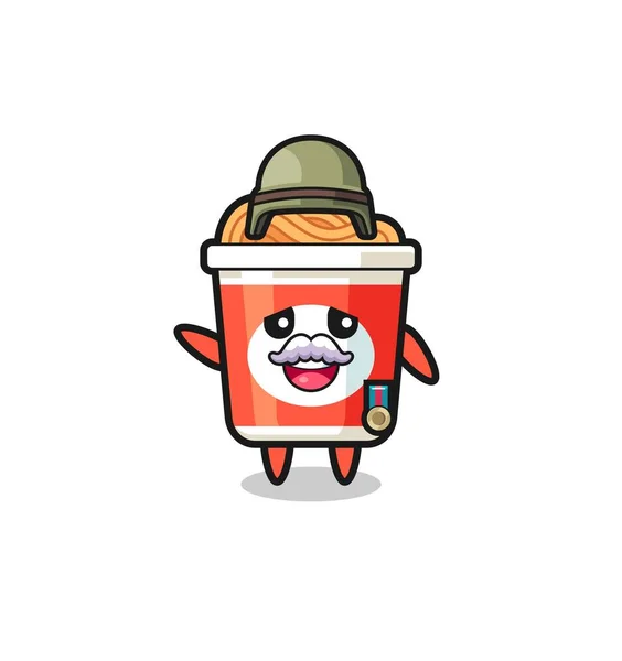 Cute Instant Noodle Veteran Cartoon Cute Design — Stock vektor