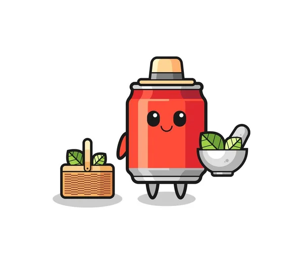 Drink Can Herbalist Cute Cartoon Cute Design — Archivo Imágenes Vectoriales