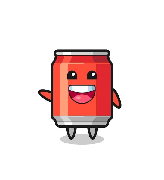 Happy Drink Can Cute Mascot Character Cute Design — Archivo Imágenes Vectoriales