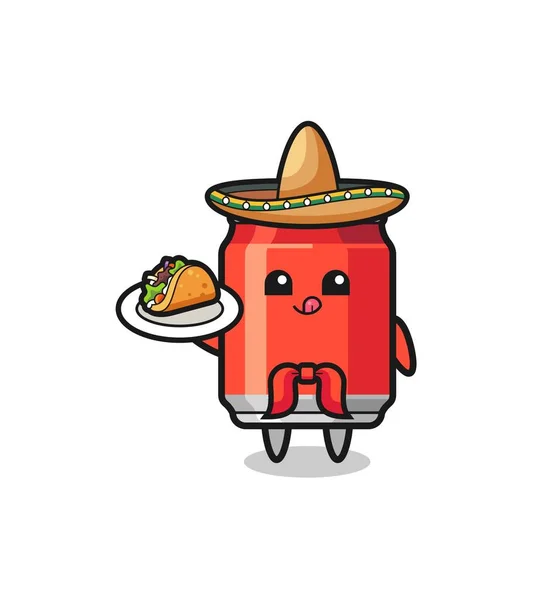 Dryck Burk Mexikansk Kock Maskot Håller Taco Söt Design — Stock vektor