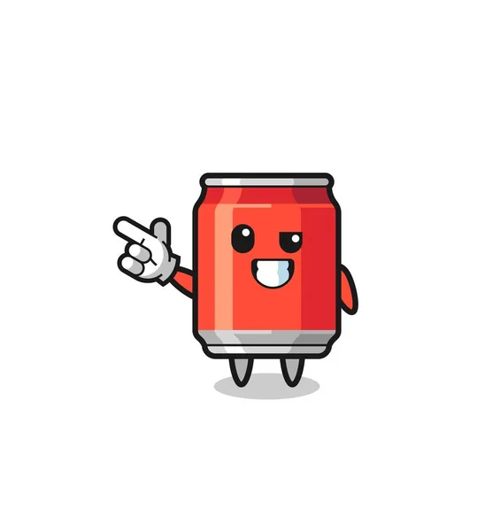 Drink Can Mascot Pointing Top Left Cute Design — Vector de stock