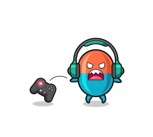 Capsule Gamer Mascot Angry Cute Design — Image vectorielle
