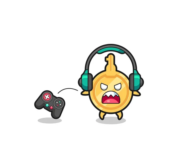Key Gamer Mascot Angry Cute Design — Stock vektor