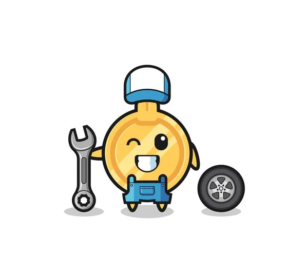 Key Character Mechanic Mascot Cute Design — Stock Vector