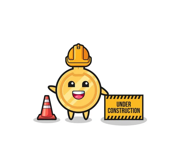 Illustration Key Construction Banner Cute Design — стоковый вектор