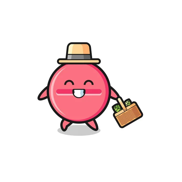 Medicine Tablet Herbalist Character Searching Herbal Cute Design — Wektor stockowy