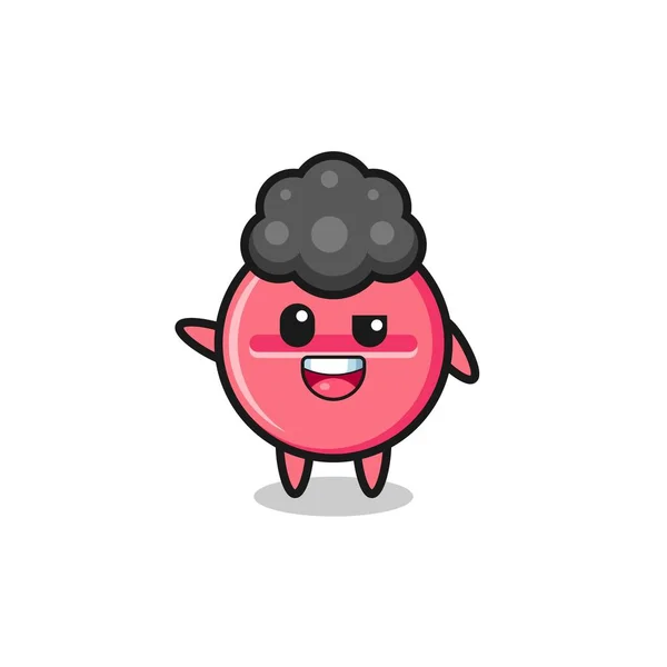 Medicine Tablet Character Afro Boy Cute Design — Wektor stockowy