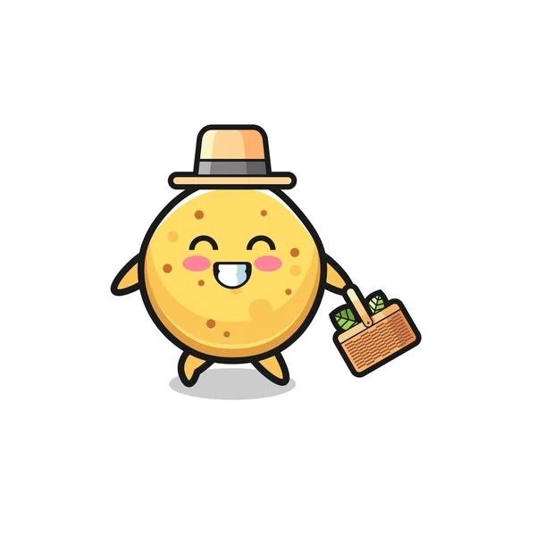 Potato Chip Herbalist Character Searching Herbal Cute Design — Wektor stockowy