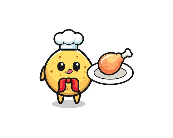 Puce Pomme Terre Poulet Frit Chef Personnage Dessin Animé Design — Image vectorielle