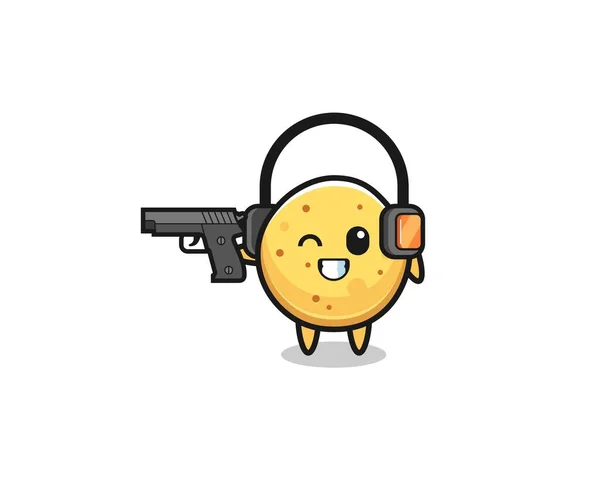 Illustration Potato Chip Cartoon Doing Shooting Range Cute Design — ストックベクタ