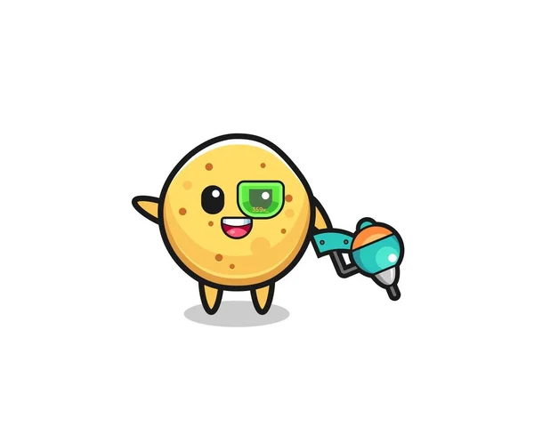 Potato Chip Cartoon Future Warrior Mascot Cute Design — Vetor de Stock