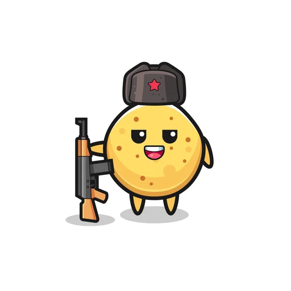 Cute Potato Chip Cartoon Russian Army Cute Design — Stock vektor