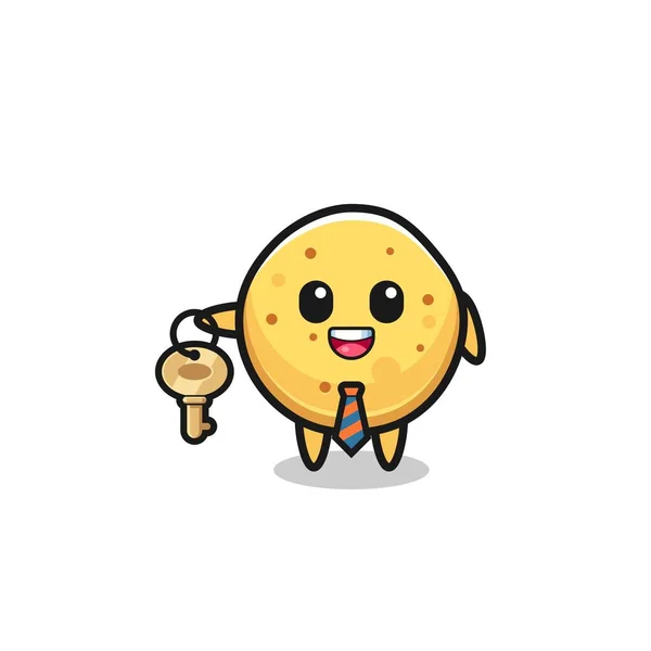 Cute Potato Chip Real Estate Agent Mascot Cute Design — Vetor de Stock
