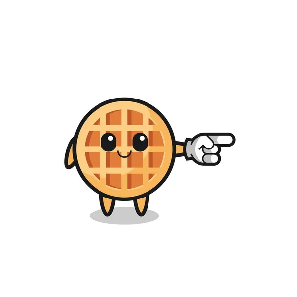 Circle Waffle Mascot Pointing Right Gesture Cute Design — Stockový vektor