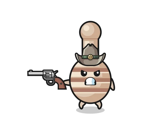 Honey Dipper Cowboy Shooting Gun Cute Design — Vetor de Stock