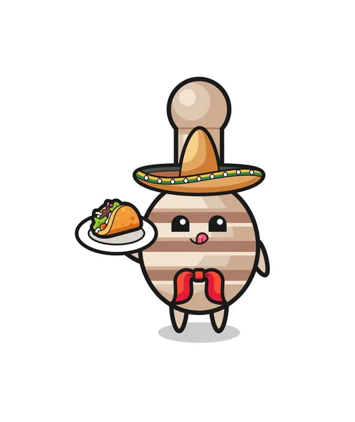 Honey Dipper Mexican Chef Mascot Holding Taco Cute Design — Stock vektor