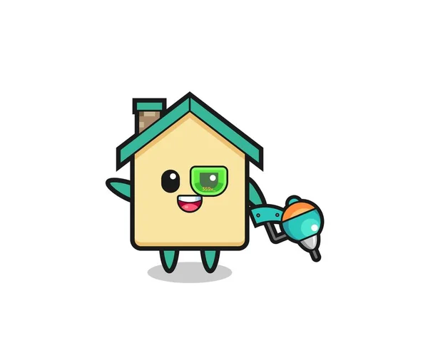 House Cartoon Future Warrior Mascot Cute Design — 스톡 벡터