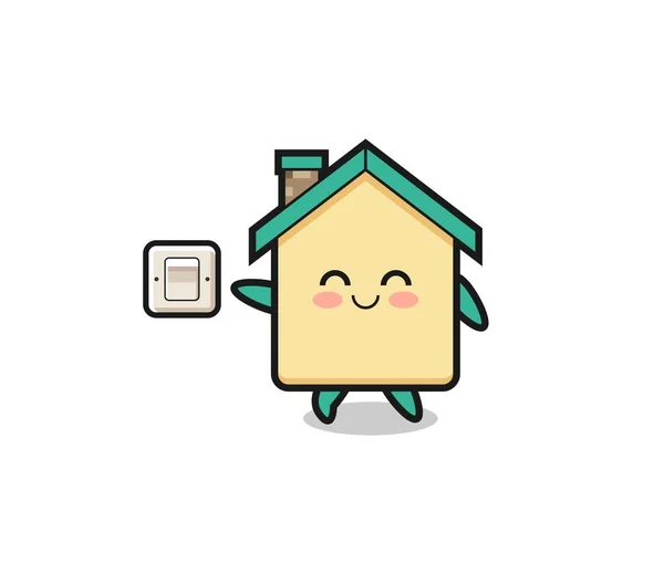 Cartoon House Turning Light Cute Design — Wektor stockowy