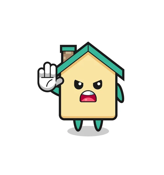 House Character Doing Stop Gesture Cute Design — стоковый вектор