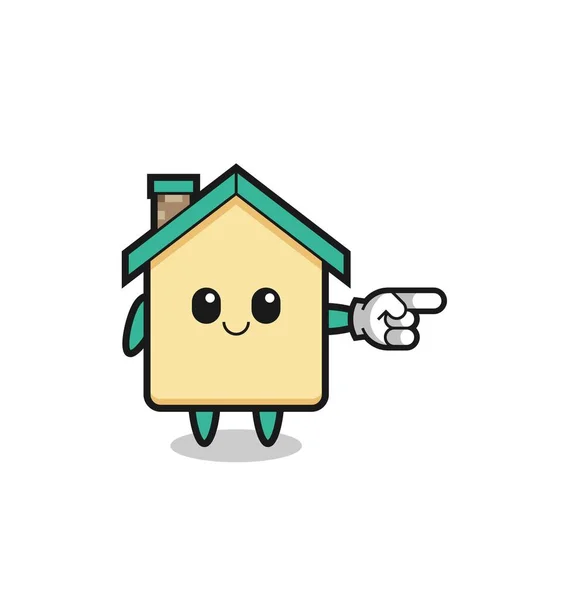 House Mascot Pointing Right Gesture Cute Design — 스톡 벡터