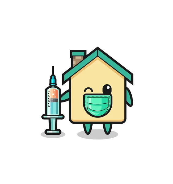 House Mascot Vaccinator Cute Design — Vector de stock