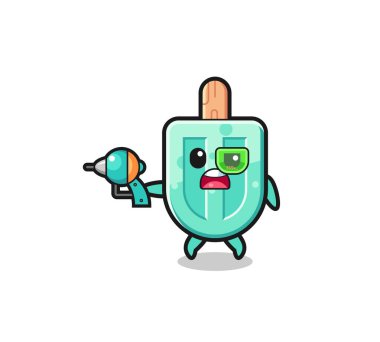 cute popsicles holding a future gun , cute design