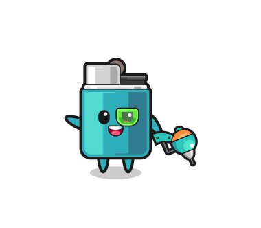 lighter cartoon as future warrior mascot , cute design