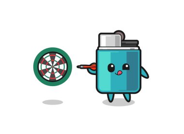 cute lighter is playing dart , cute design