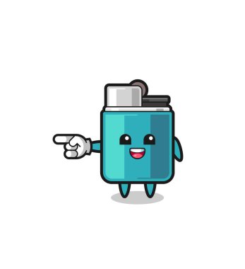 lighter cartoon with pointing left gesture , cute design