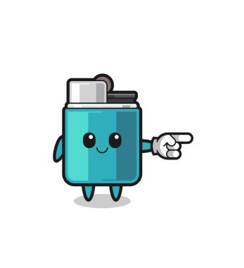 lighter mascot with pointing right gesture , cute design