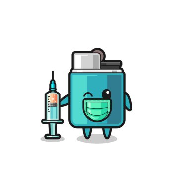 lighter mascot as vaccinator , cute design