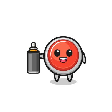the cute emergency panic button as a graffiti bomber , cute design