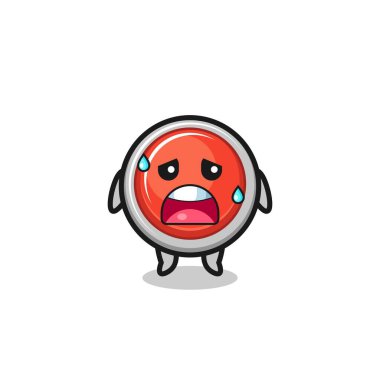 the fatigue cartoon of emergency panic button , cute design