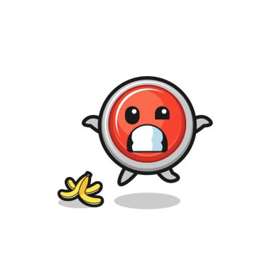 emergency panic button cartoon is slip on a banana peel , cute design