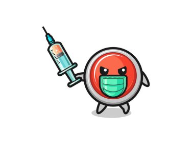 illustration of the emergency panic button to fight the virus , cute design