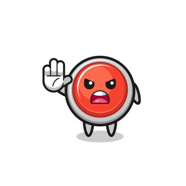 emergency panic button character doing stop gesture , cute design