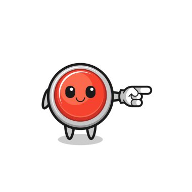 emergency panic button mascot with pointing right gesture , cute design