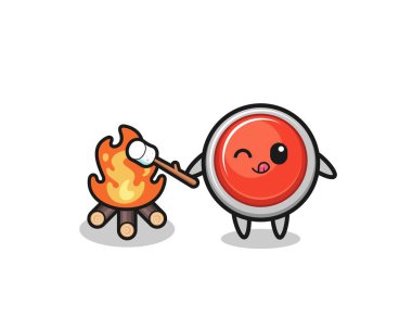 emergency panic button character is burning marshmallow , cute design