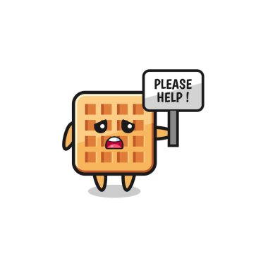 cute waffle hold the please help banner , cute design