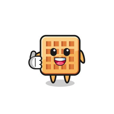 waffle mascot doing thumbs up gesture , cute design