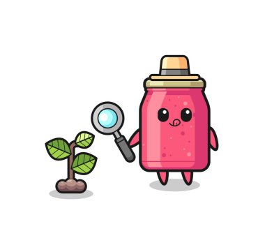cute strawberry jam herbalist researching a plants , cute design