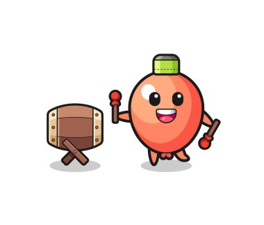 balloon muslim cartoon is beating the bedug , cute design