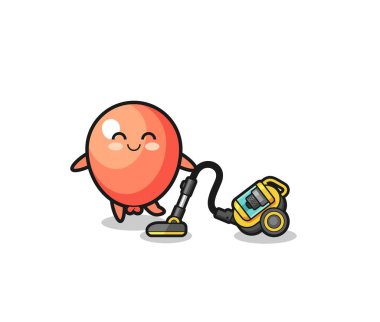 cute balloon holding vacuum cleaner illustration , cute design