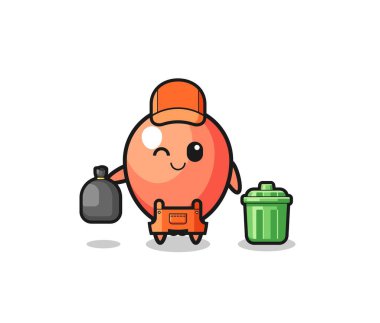 the mascot of cute balloon as garbage collector , cute design