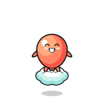 cute balloon illustration riding a floating cloud , cute design