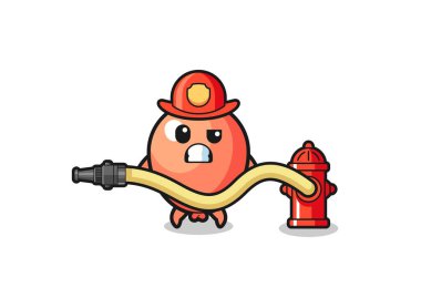 balloon cartoon as firefighter mascot with water hose , cute design