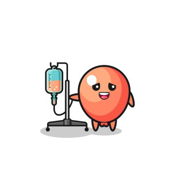 cute balloon character standing with infusion pole , cute design